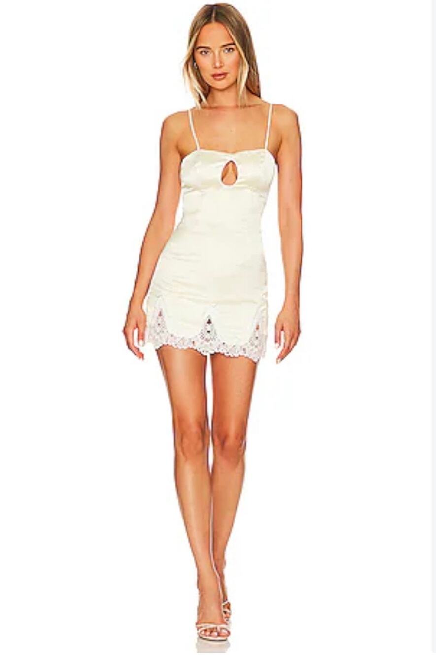 More to come Emerson slip dress cream Sz. S lace satin